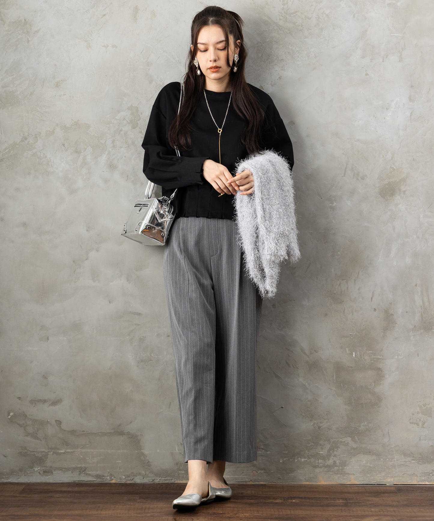 【人気商品につき再入荷】【FONT LAB】タックヘムクロップドカットソー