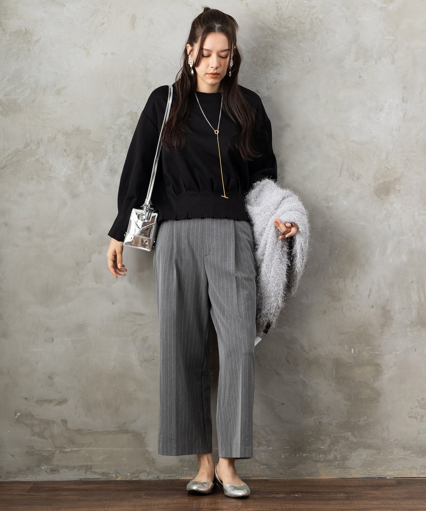 【人気商品につき再入荷】【FONT LAB】タックヘムクロップドカットソー