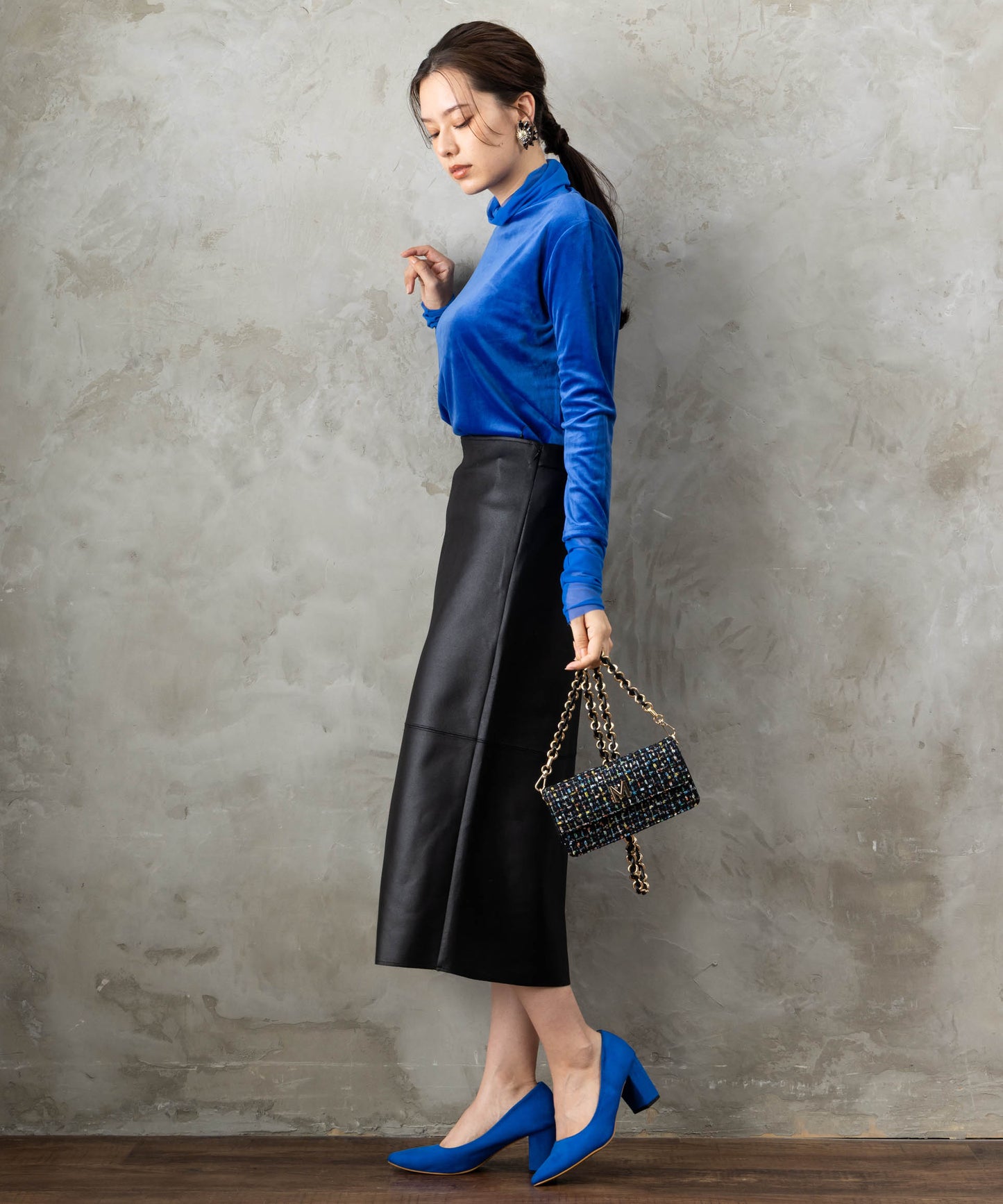 83-6370【MAITE】【周年】MIXツイードチェーンBAG