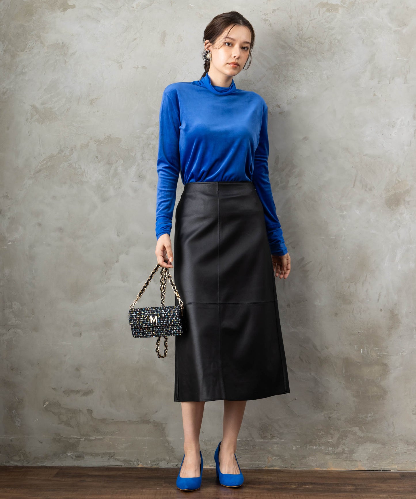 83-6370【MAITE】【周年】MIXツイードチェーンBAG