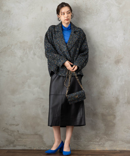 83-6370【MAITE】【周年】MIXツイードチェーンBAG