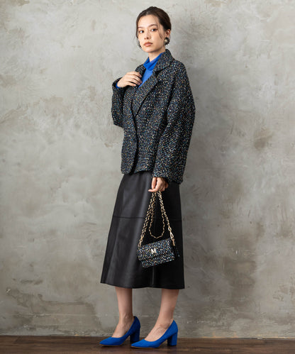 83-6370【MAITE】【周年】MIXツイードチェーンBAG