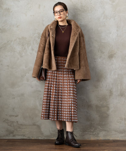 73-5575【DERHY】アルパカライクファースタンドカラーショートコート