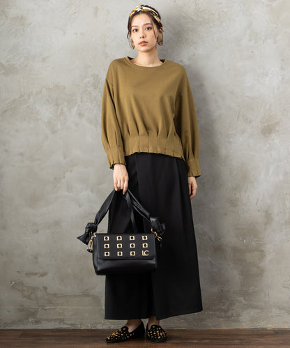 【LOLA CASADEMUNT 】スクエアメタルアイレットクロスボディBAG