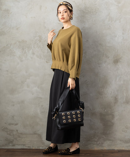 【LOLA CASADEMUNT 】スクエアメタルアイレットクロスボディBAG