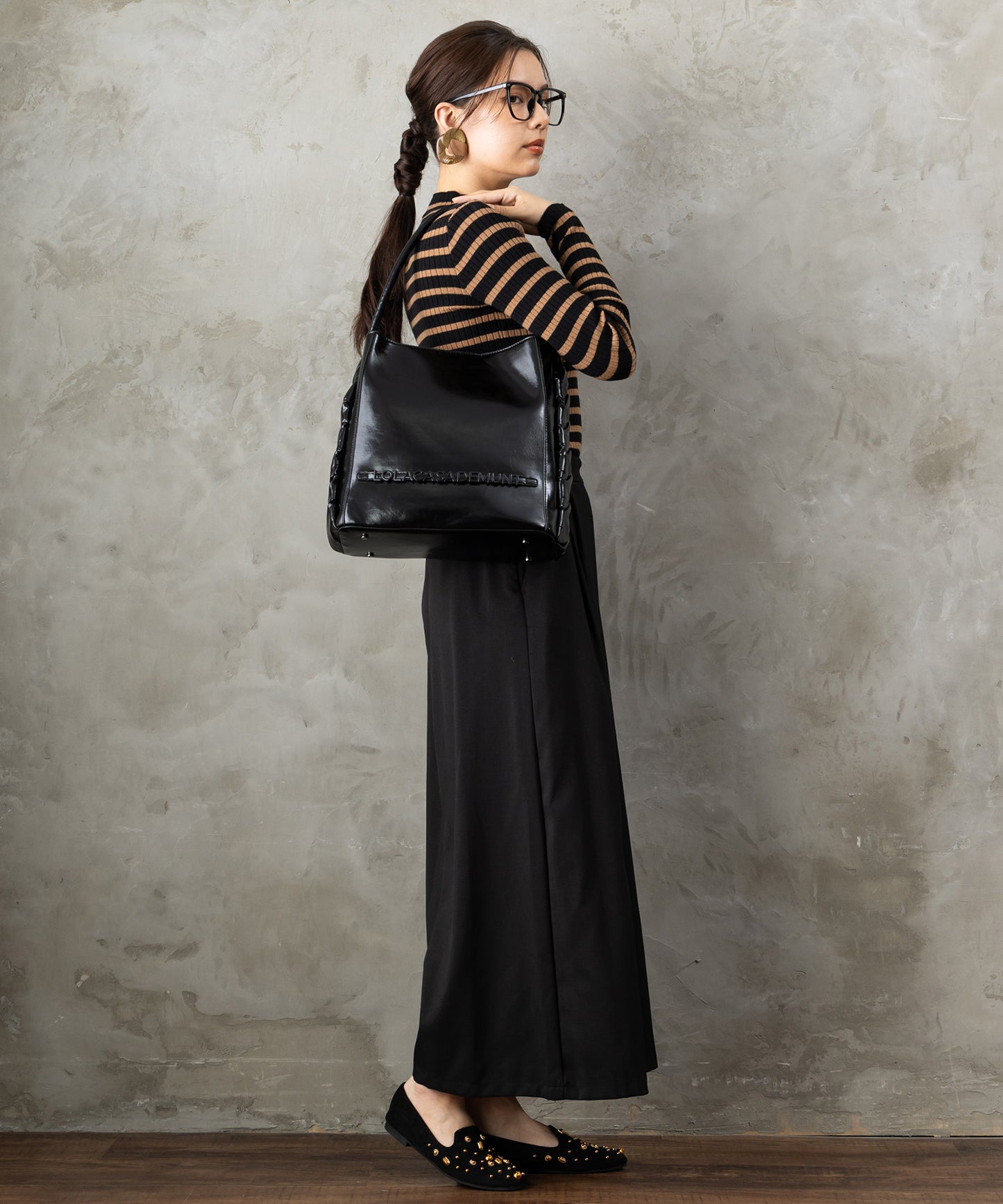 83-6393【LOLA CASADEMUNT 】サイドブレイドトートBAG