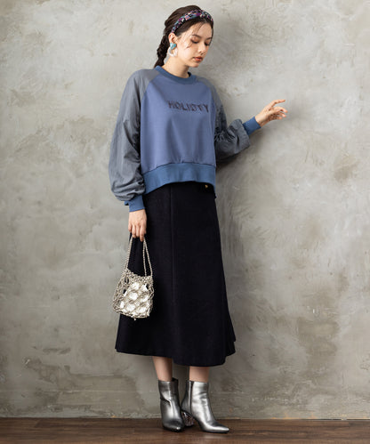 61-5850【FONT LAB】異素材コンビエンブロイダリーロゴスウェット