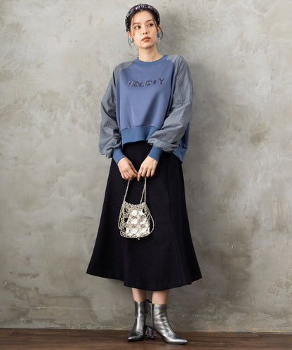 61-5850【FONT LAB】異素材コンビエンブロイダリーロゴスウェット