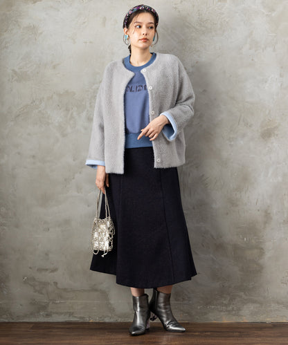 61-5850【FONT LAB】異素材コンビエンブロイダリーロゴスウェット