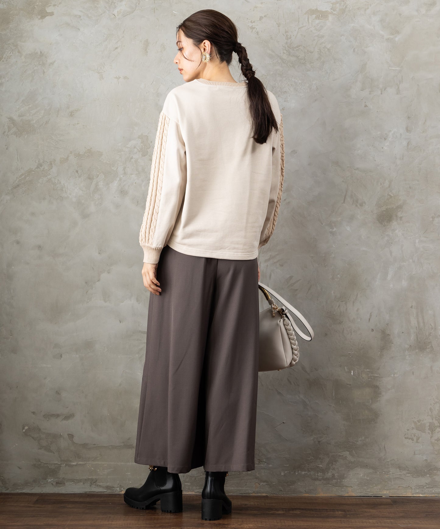 61-5855【FONT LAB】ケーブルコンビロゴスウェット