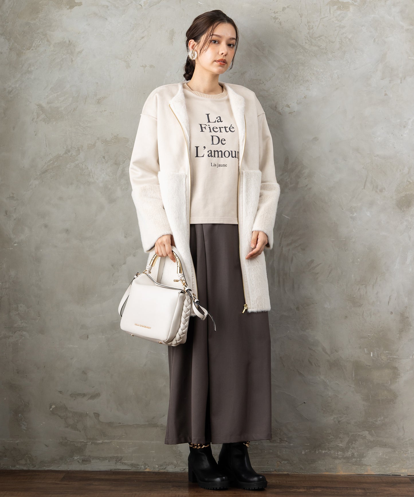 61-5855【FONT LAB】ケーブルコンビロゴスウェット