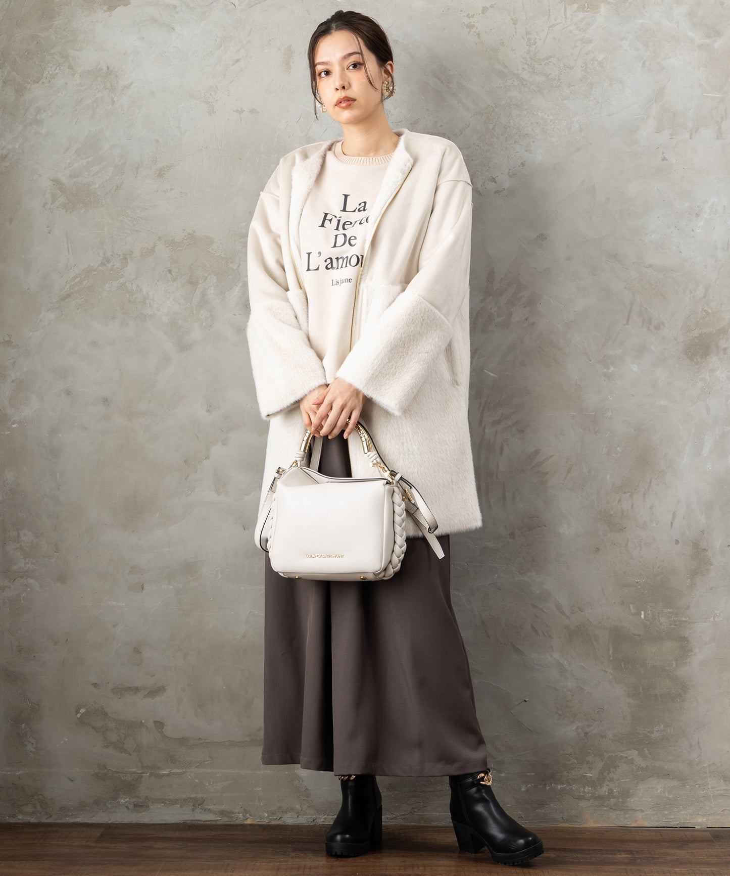 61-5855【FONT LAB】ケーブルコンビロゴスウェット