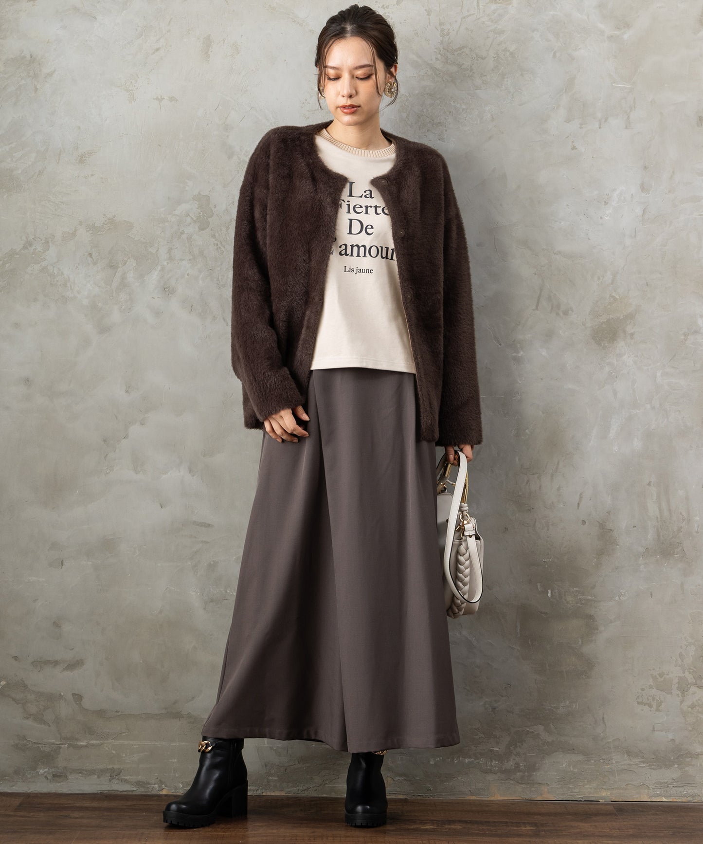 61-5855【FONT LAB】ケーブルコンビロゴスウェット