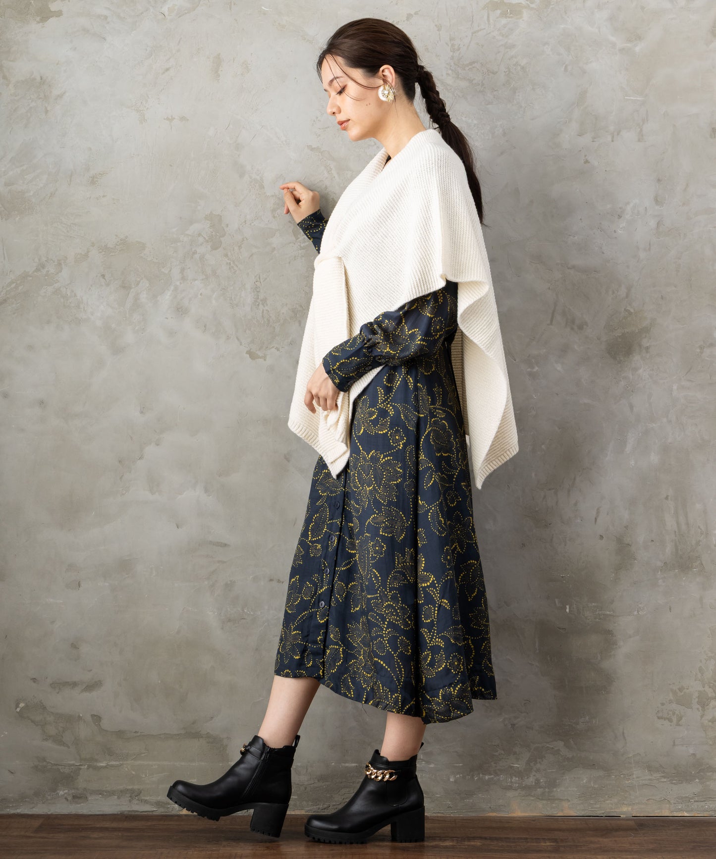 30-6345【WILD PONY】ドットラインフラワーシャツワンピース