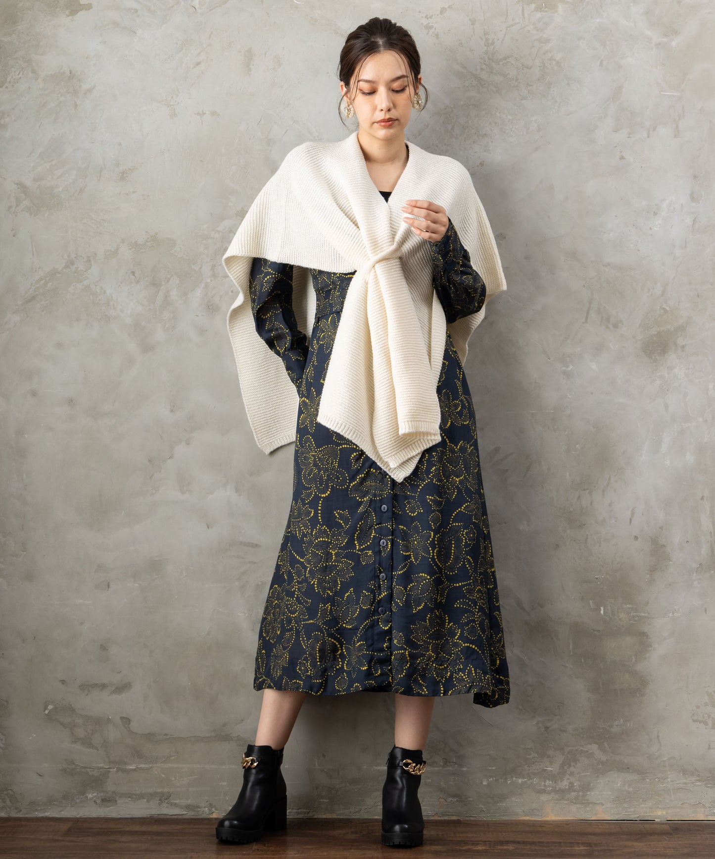 30-6345【WILD PONY】ドットラインフラワーシャツワンピース