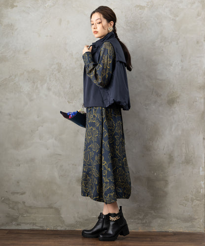 30-6345【WILD PONY】ドットラインフラワーシャツワンピース