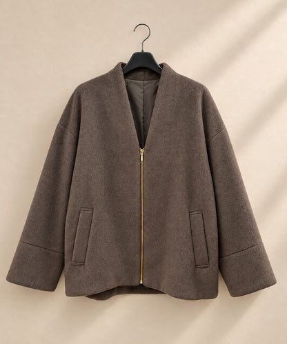 【JETSET SOLO PLUS】メランジブランケットZIPショートコート【先行予約】
