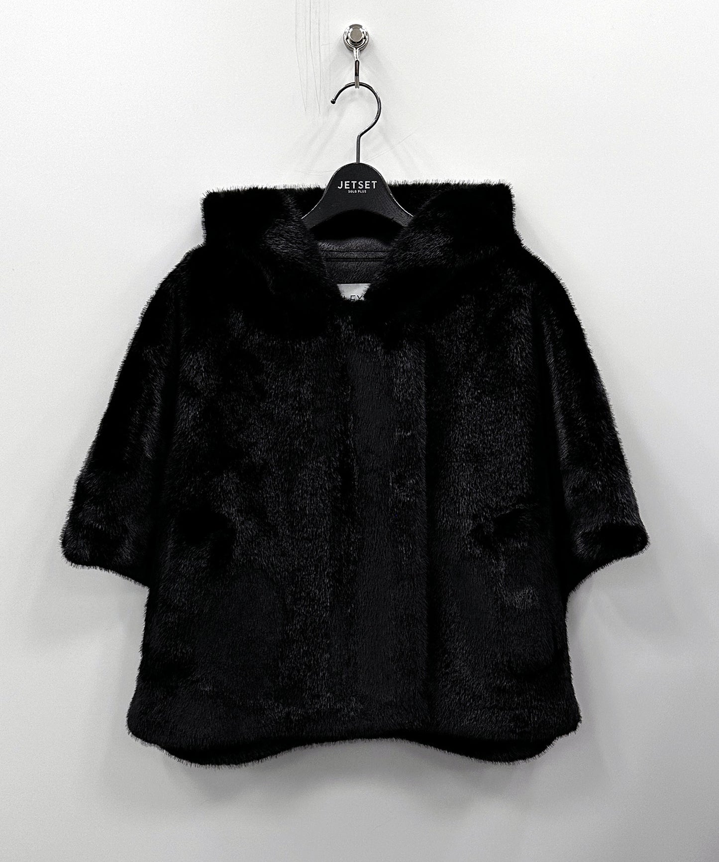 【SELEXION】フェイクミンクファーフーディショートポンチョ