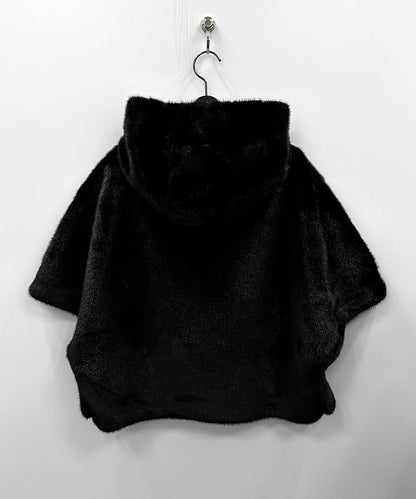 【SELEXION】フェイクミンクファーフーディショートポンチョ