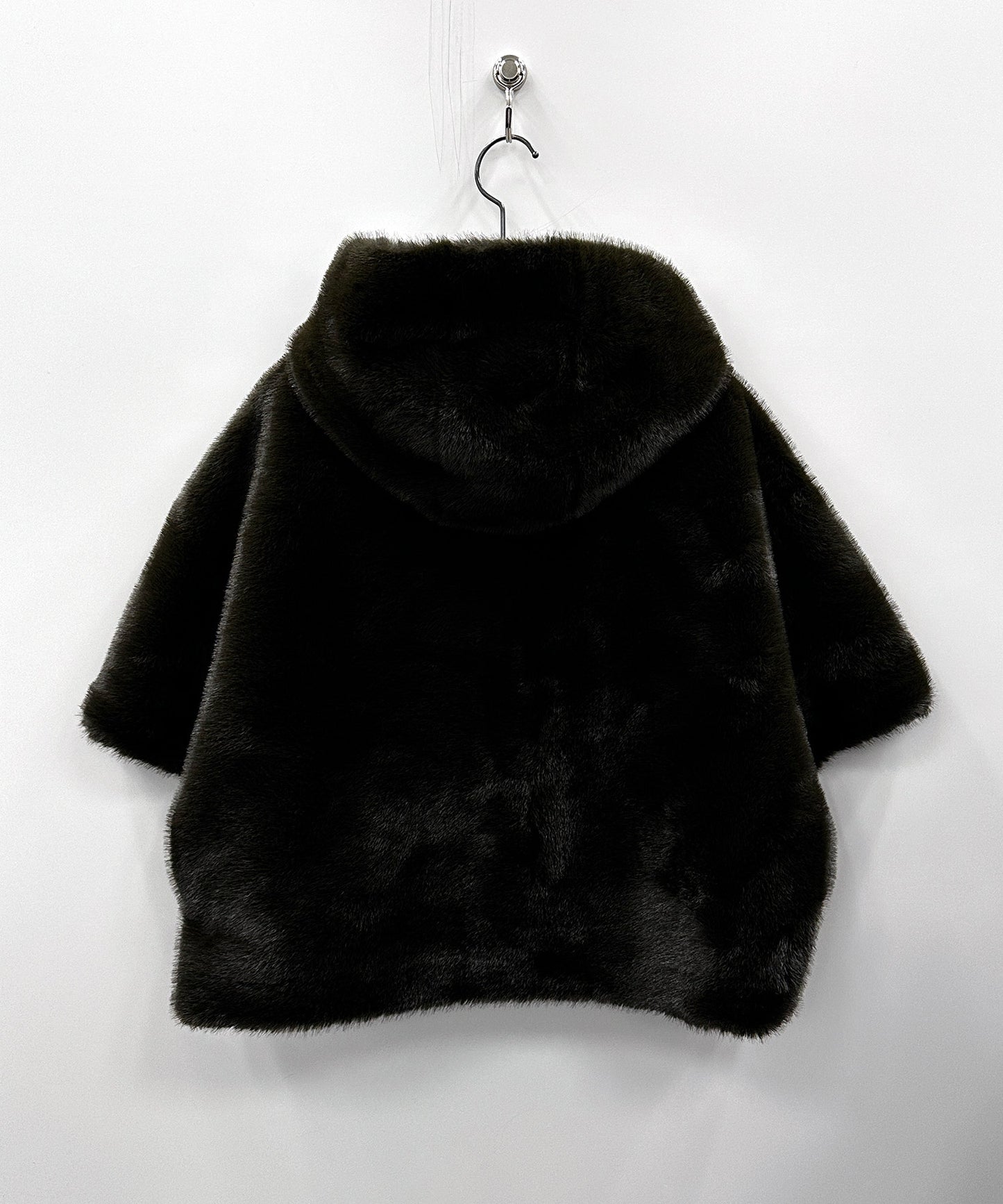 【SELEXION】フェイクミンクファーフーディショートポンチョ