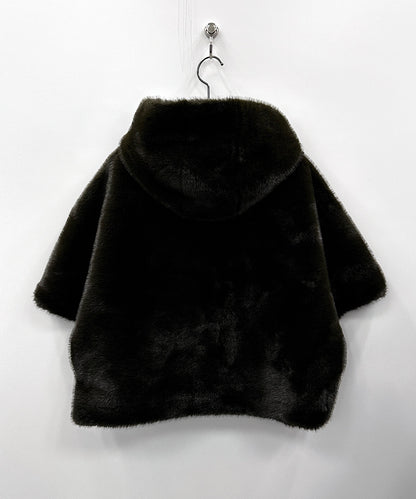 【SELEXION】フェイクミンクファーフーディショートポンチョ
