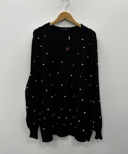 21号(6L～) SOPHIA CURVY パールドットVネックニット