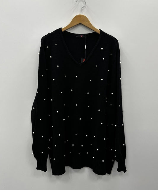 51-1293 21号(6L～) SOPHIA CURVY [リミサロ]パールドットVネックニット