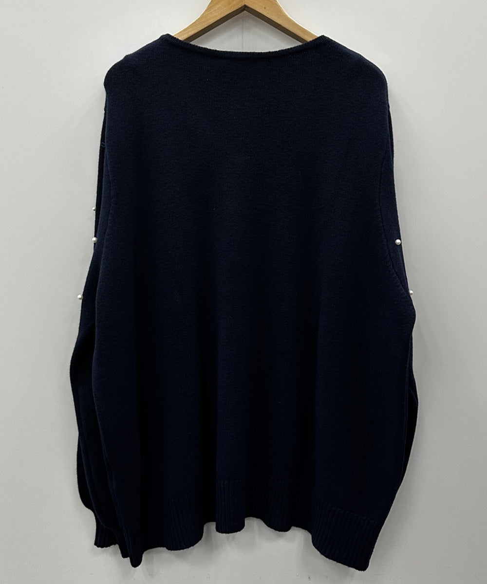 21号(6L～) SOPHIA CURVY パールドットVネックニット