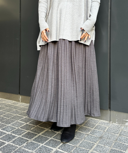 【FONT LAB】ミストウールタッチダブルプリーツスカート