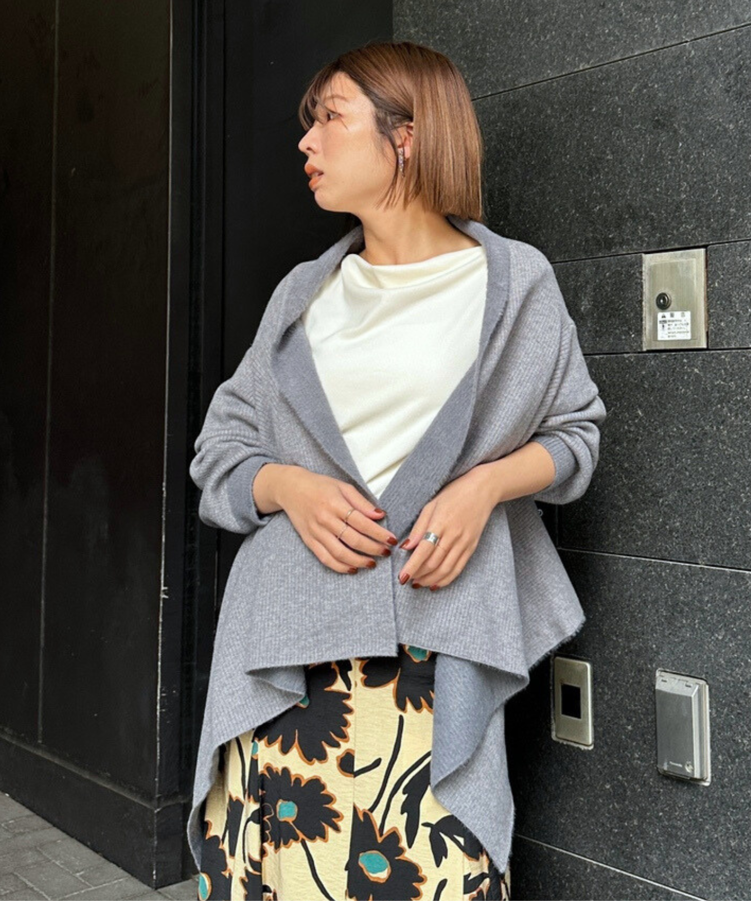 【FONT LAB】ダブルフェイスストールカーディガン