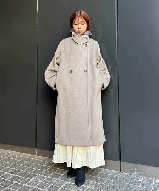 【qout】【R】ニットビーバーロングコート