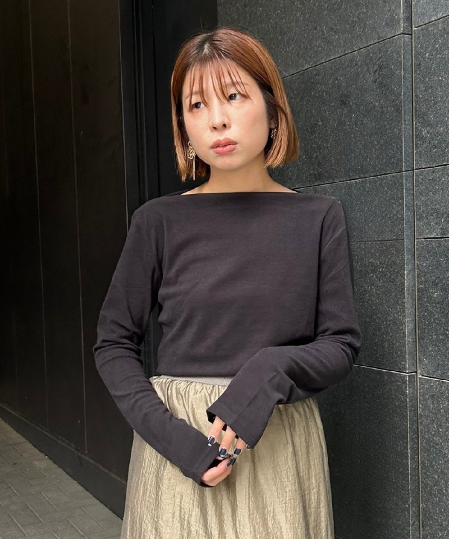 【JETSET SOLO PLUS】マットベロアボートネックカットソー