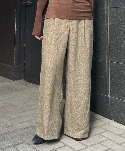【FONT LAB】ツイードフリンジワイドパンツ