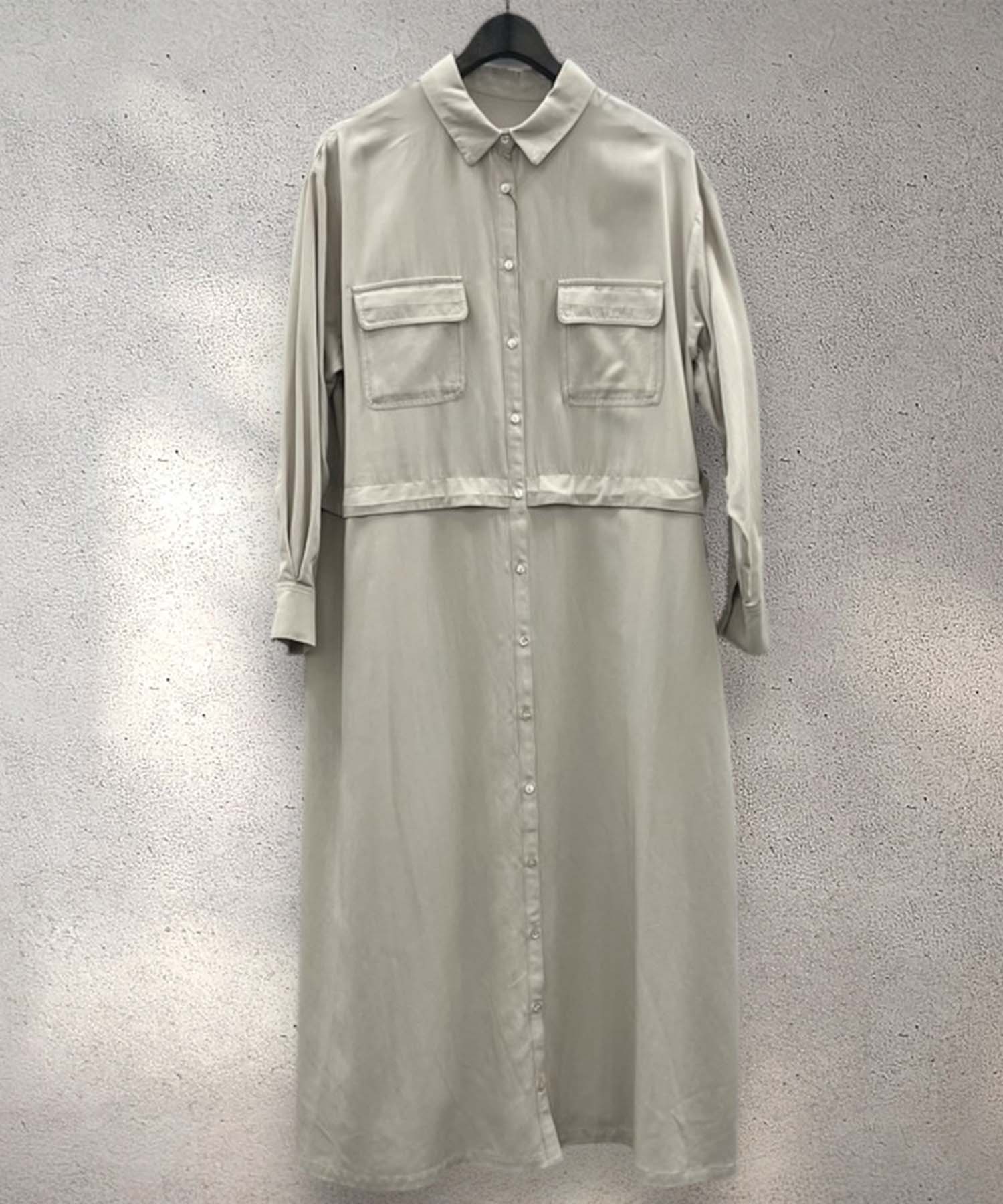 【JETSET SOLO PLUS】ウエストドロストシャツワンピース