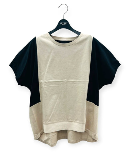 【JETSET SOLO PLUS】バイカラーフレンチスリーブシルケットカットソー