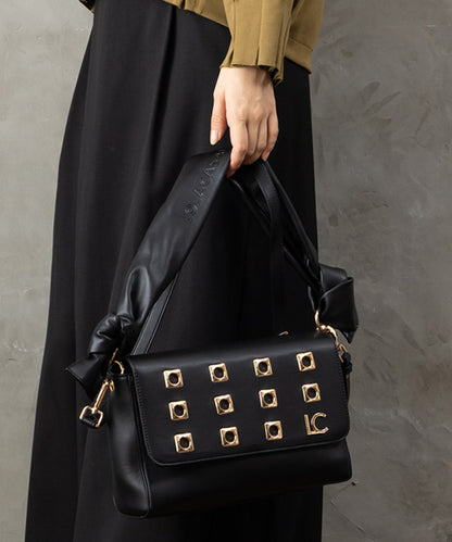 【LOLA CASADEMUNT 】スクエアメタルアイレットクロスボディBAG
