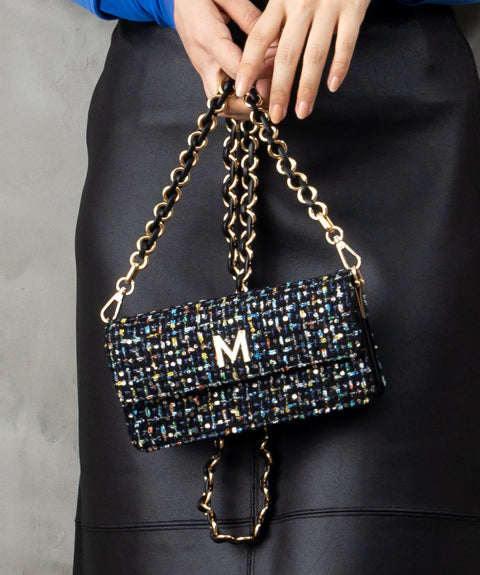 83-6370【MAITE】【周年】MIXツイードチェーンBAG