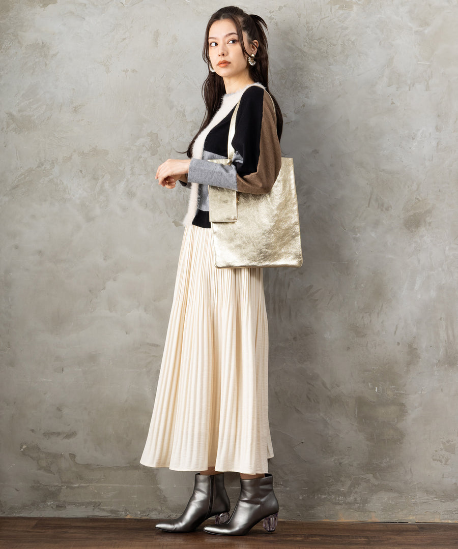【andrea cardone】ミニポーチ付メタリックトートBAG
