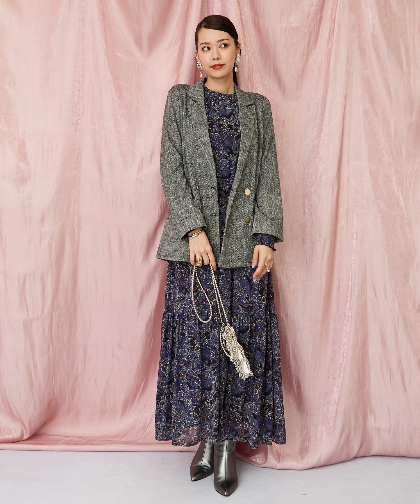 20-1182【JETSET SOLO PLUS】へリンボーンWブレストジャケット