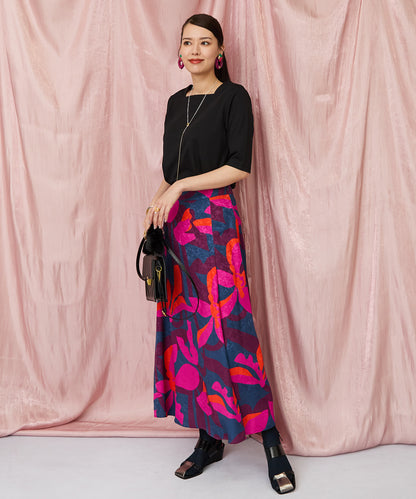 14-5871【FRNCH】ジオメトリックフラワースカート