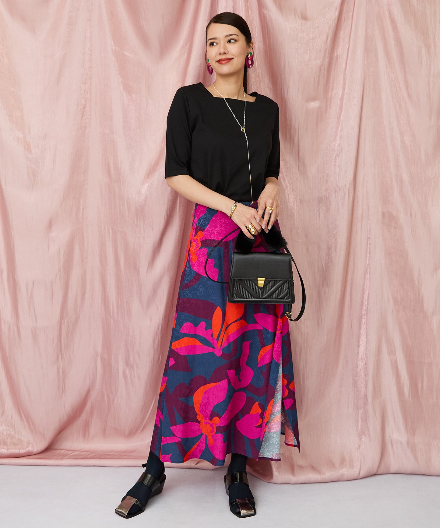 14-5871【FRNCH】ジオメトリックフラワースカート