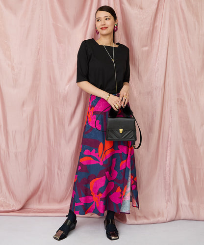 14-5871【FRNCH】ジオメトリックフラワースカート