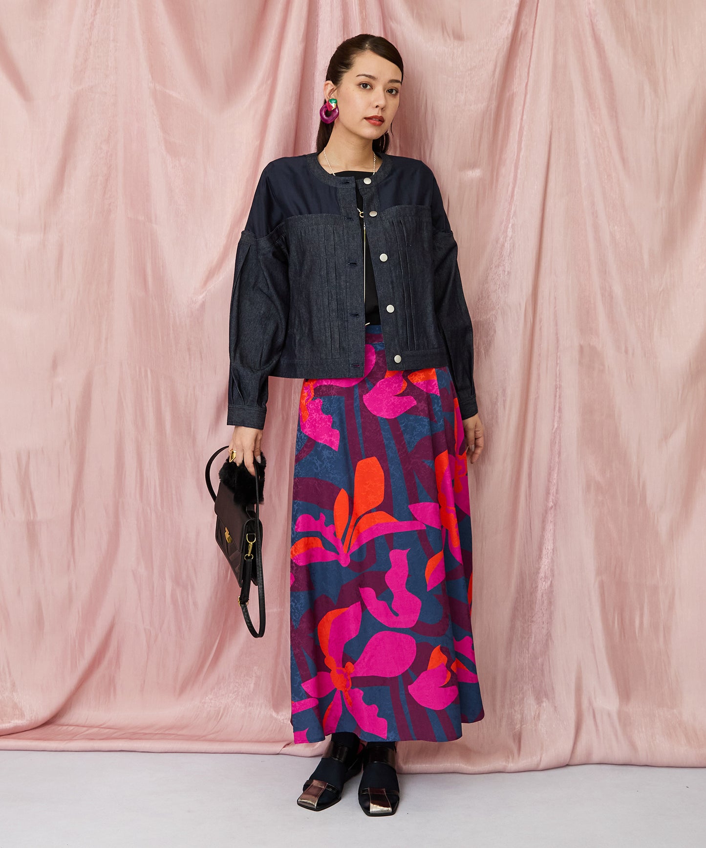 14-5871【FRNCH】ジオメトリックフラワースカート