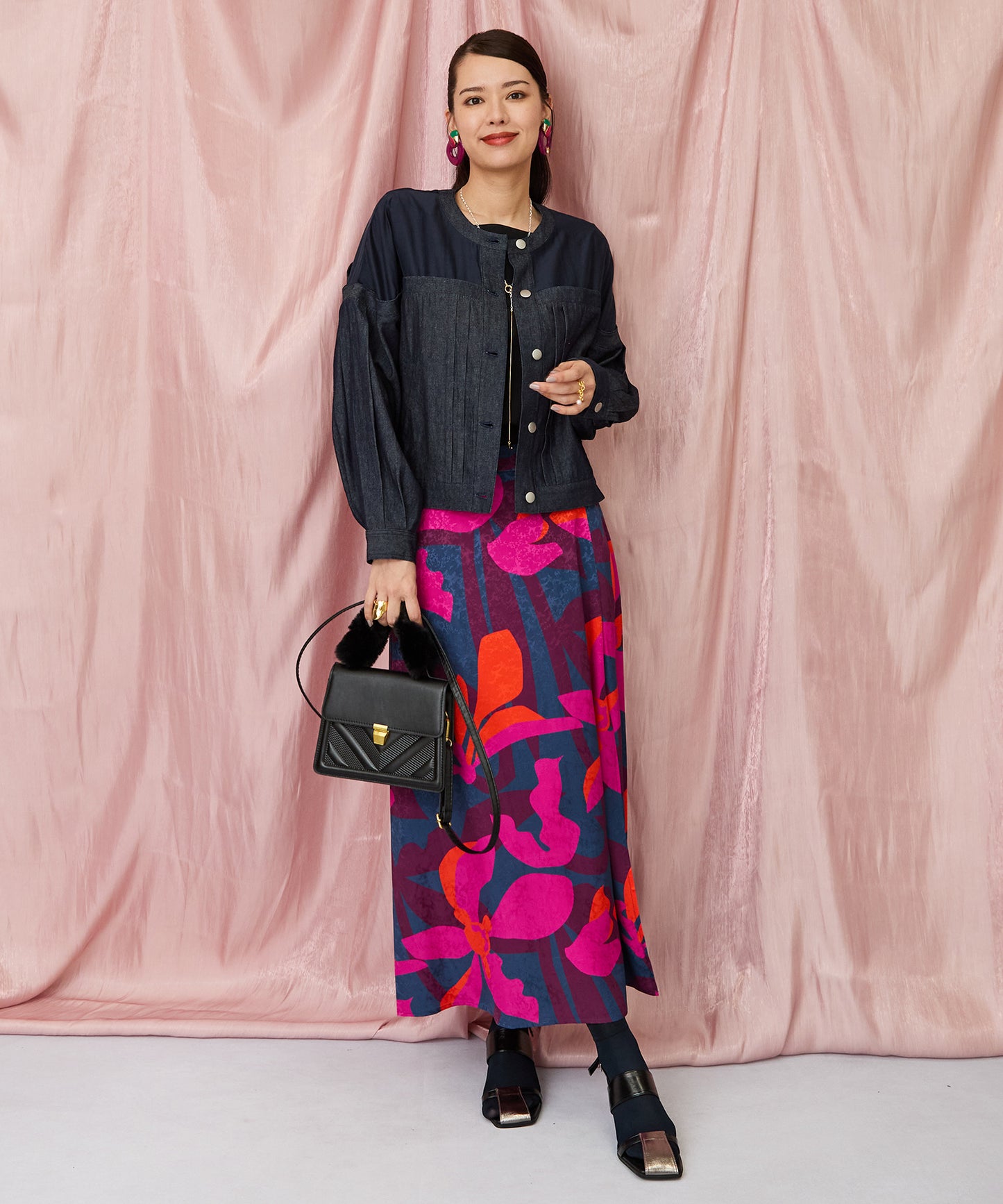 14-5871【FRNCH】ジオメトリックフラワースカート