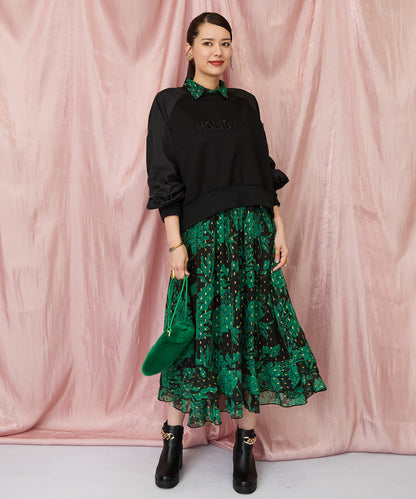 30-6346【WILD PONY】メタリックＪＱＸフラワープリントワンピース