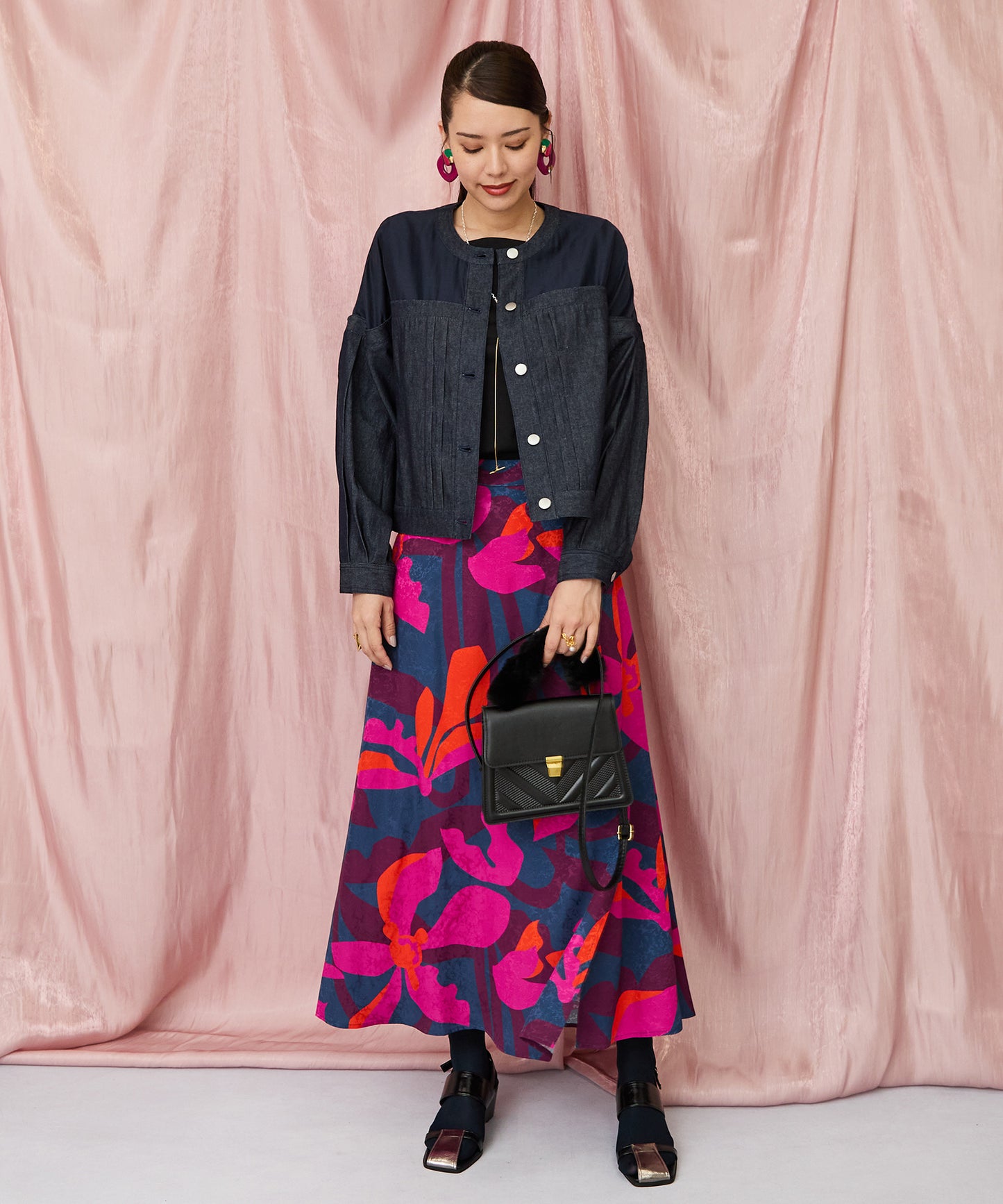 14-5871【FRNCH】ジオメトリックフラワースカート