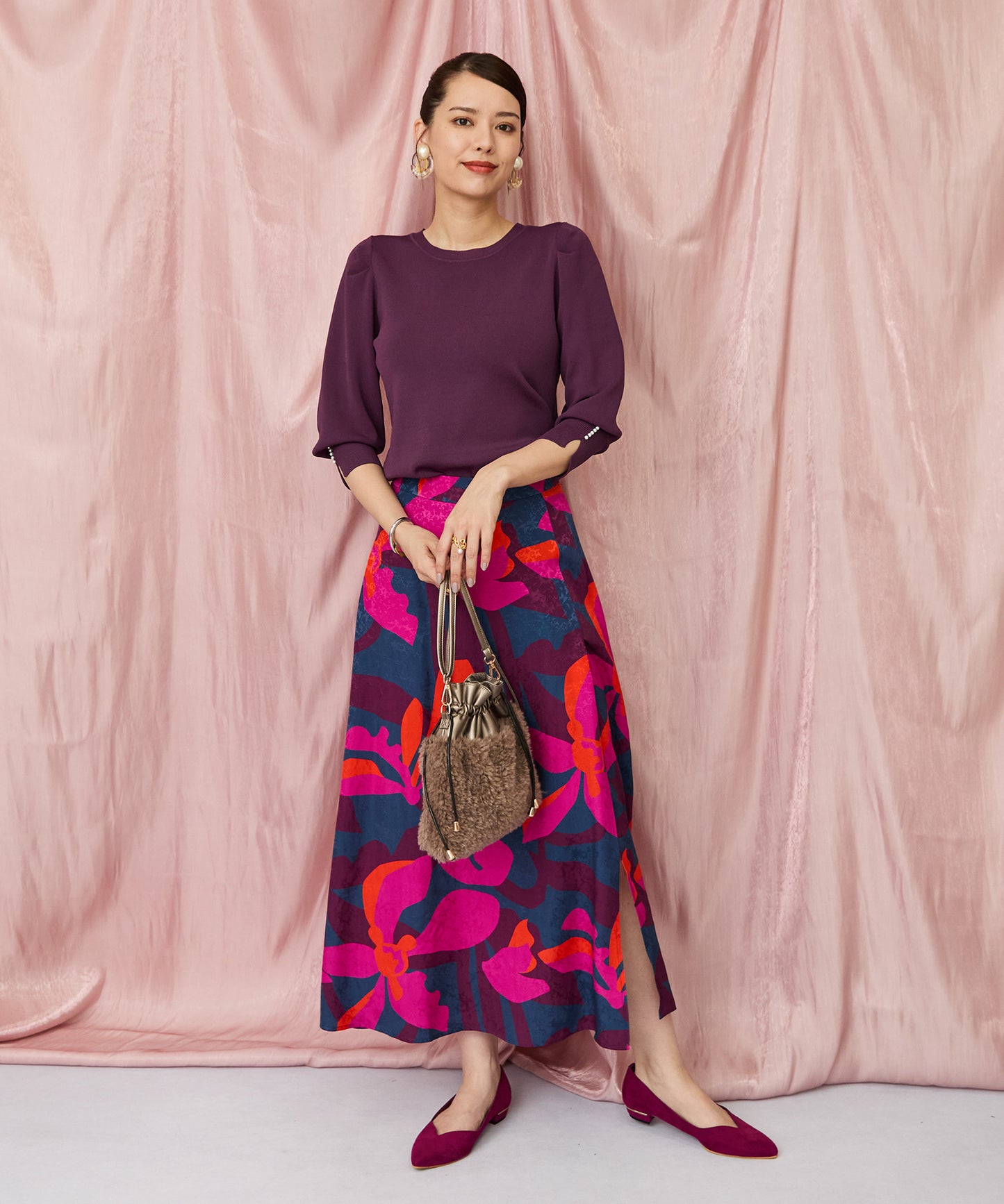 14-5871【FRNCH】ジオメトリックフラワースカート