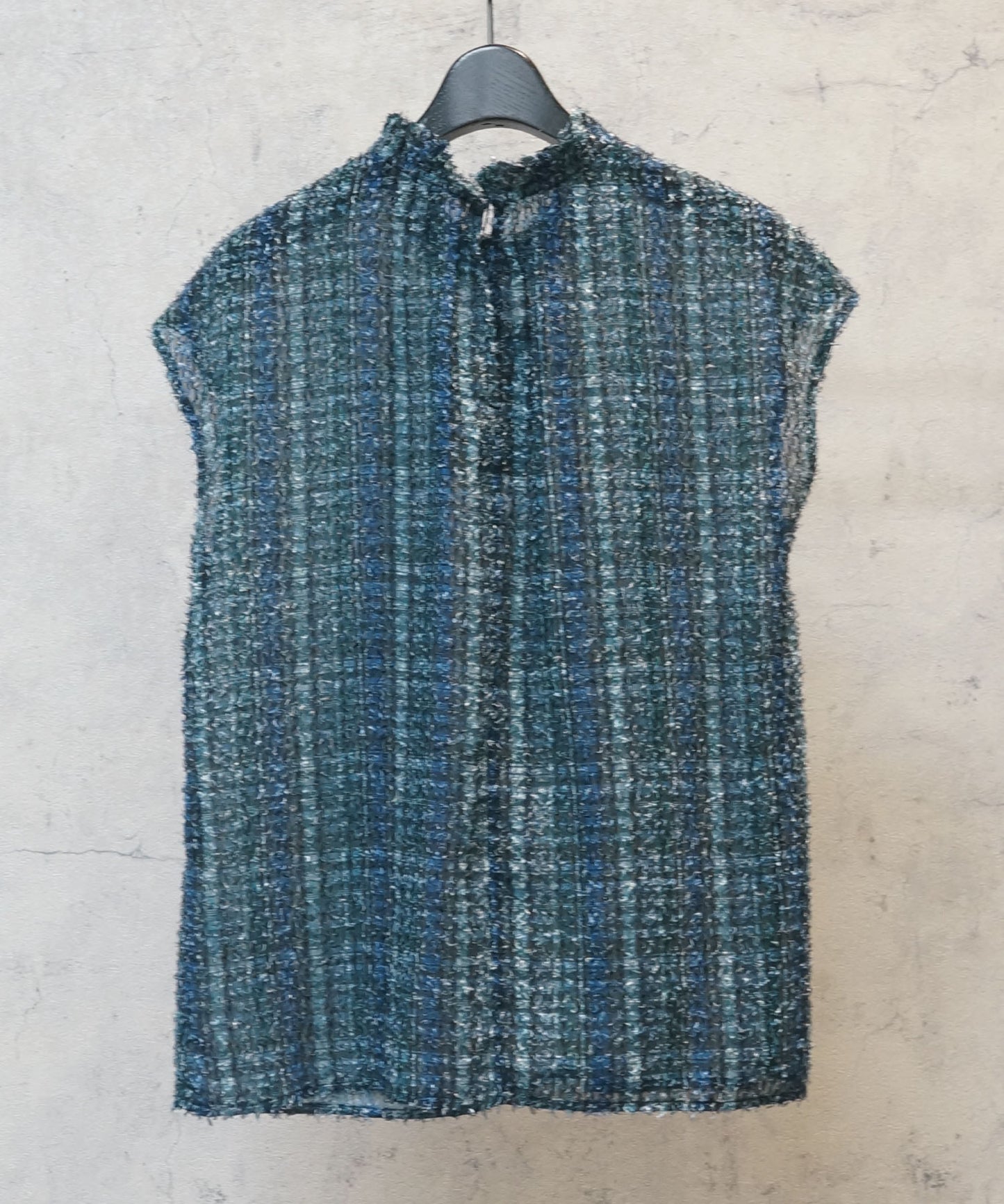 【FONT LAB】フリンジチェックハイネックブラウス