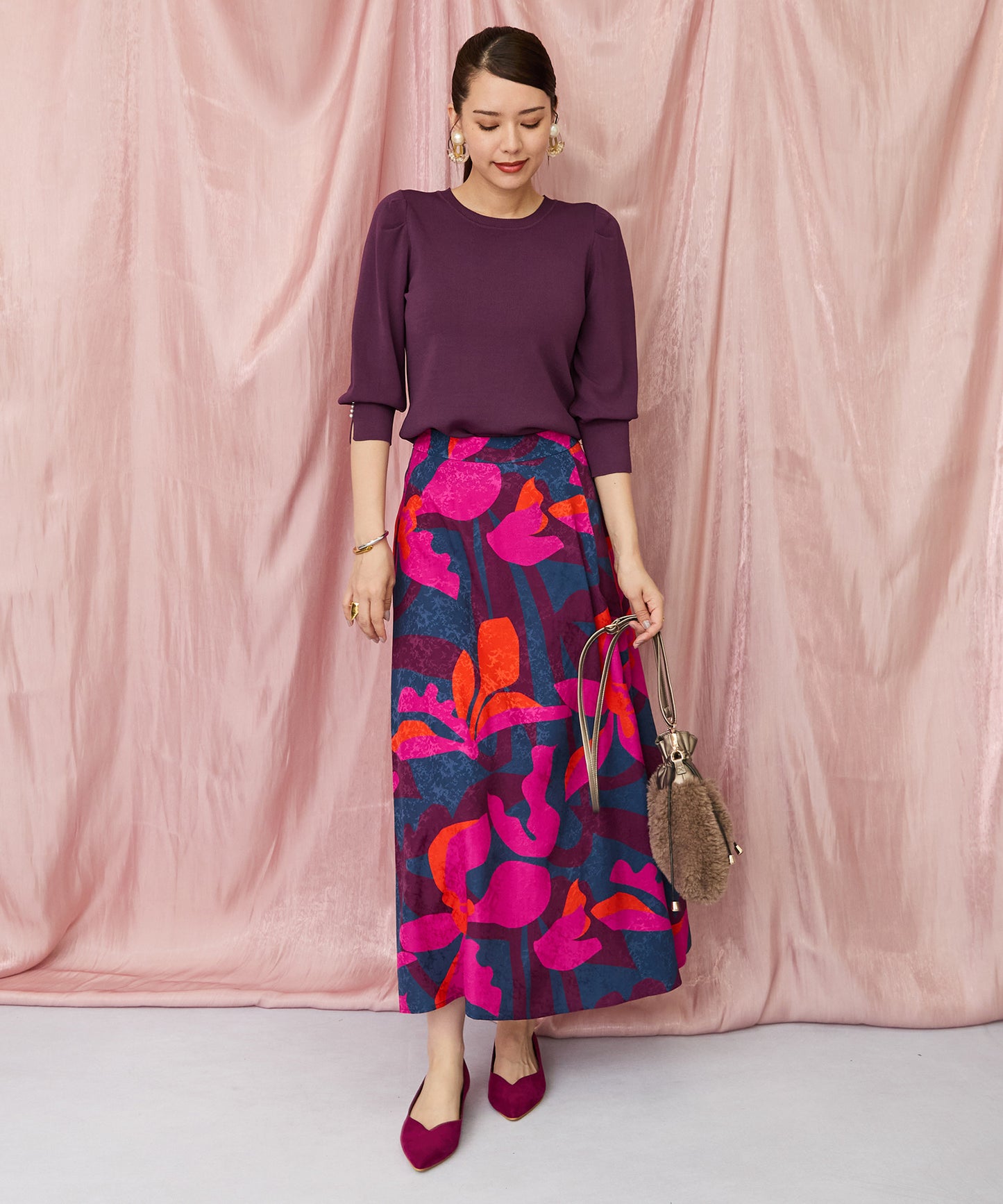 14-5871【FRNCH】ジオメトリックフラワースカート