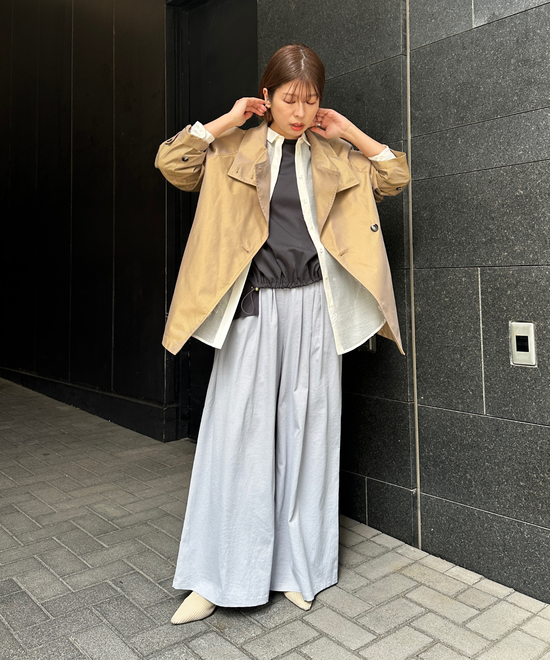 【FONT LAB】シルケットポンチ異素材コンビトップス